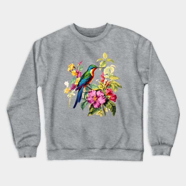 Vintage Hummingbird Illustration Backyard Bird Watchers Crewneck Sweatshirt by Pine Hill Goods